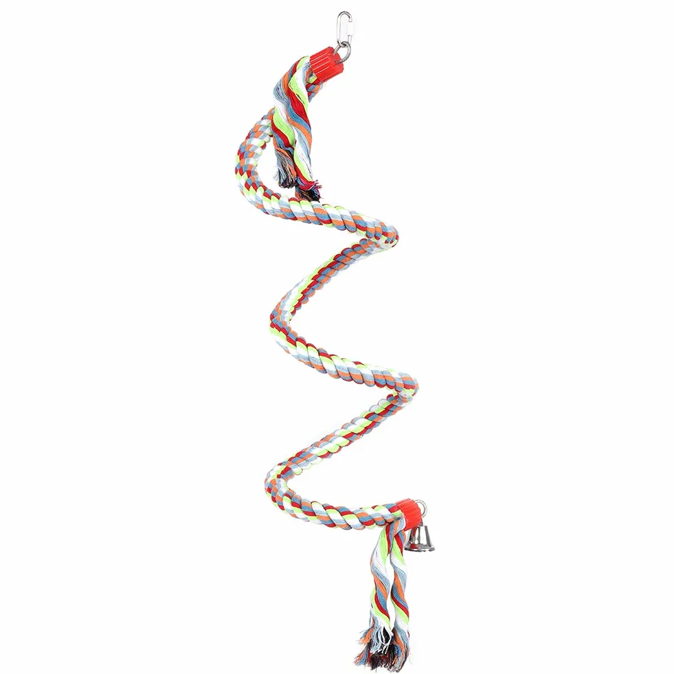 1.6 mètres perroquet à l'élastique balançoire en spirale debout jouets avec corde cloche perche de coton oiseaux fournitures pour grand moyen petits perroquets