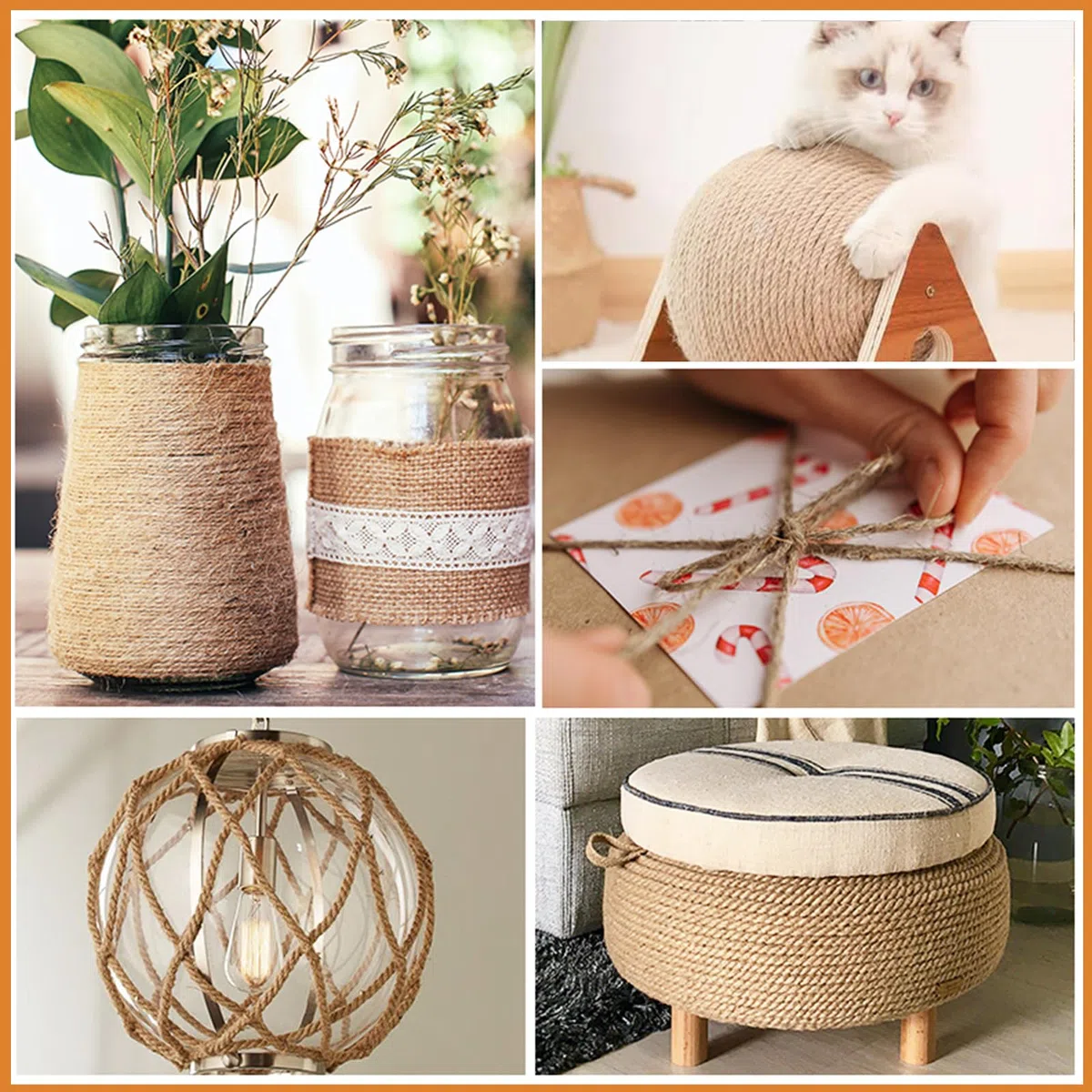 Corde en sisal naturel de 100 m pour arbre à chat - 6 mm - Corde de rechange spéciale pour le bricolage, le bricolage, la décoration de jardin, corde de chanvre