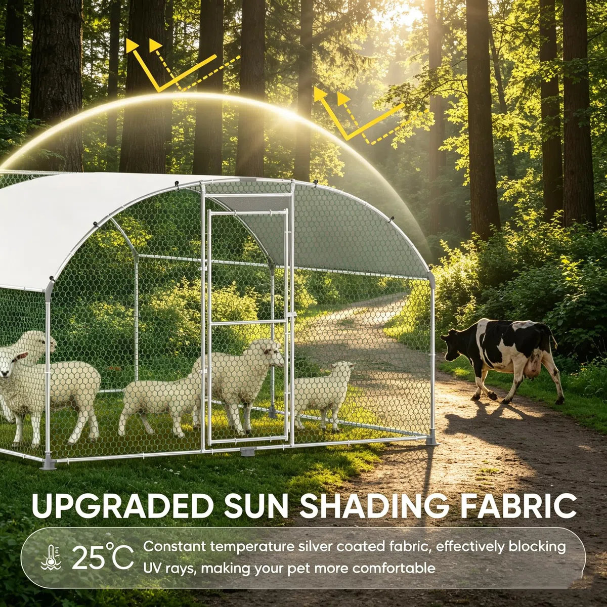 Poulailler avec aire de jeux 3x2m - Cages en métal pour petits animaux avec serrure de sécurité - Couverture imperméable pour sortie de poules - Parc pour poules résistant à l'hiver