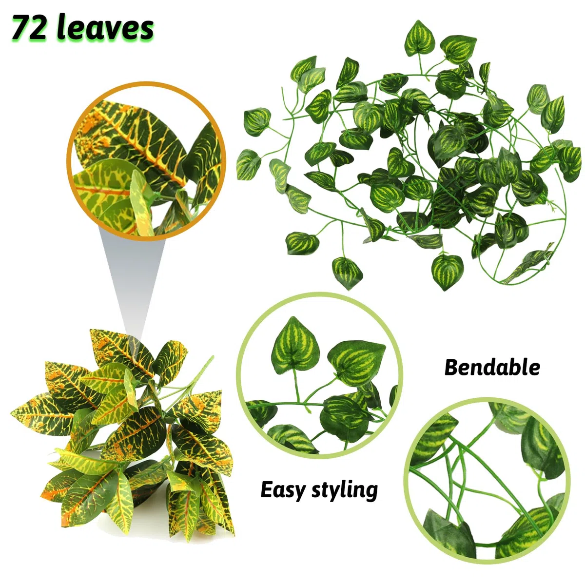 QUOZUO Terrarium Plante Decoration Vignes Plante tombante Artificielle Branche Decorative pour Lézard Escalade, Caméléon, Gecko, Serpents, Tortue