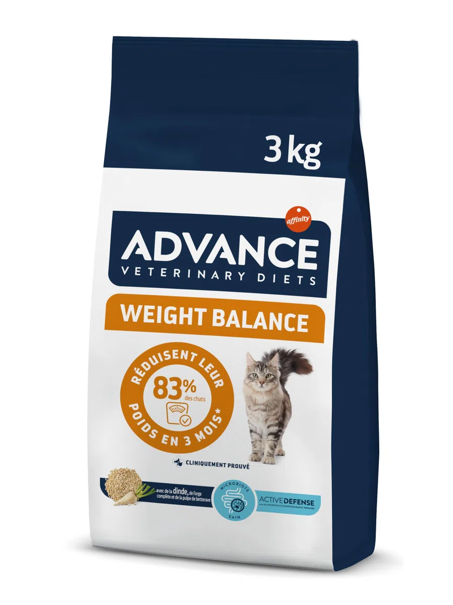 Advance Veterinary Diets Weight Balance - Croquettes pour Chats avec des Problèmes de surcharge pondérale - 3kg