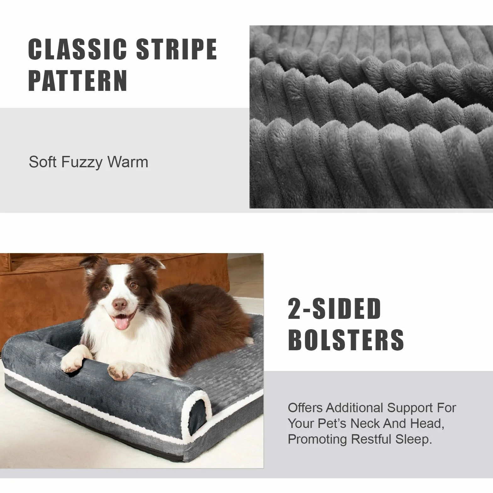 Panier Chien Grande Taille Orthopédique, Lit Matelas Chien en Forme L, Coussin Déhoussable Lavable en Machine, houssable Imperméable, Base antidérapante, 91x61cm, Gris