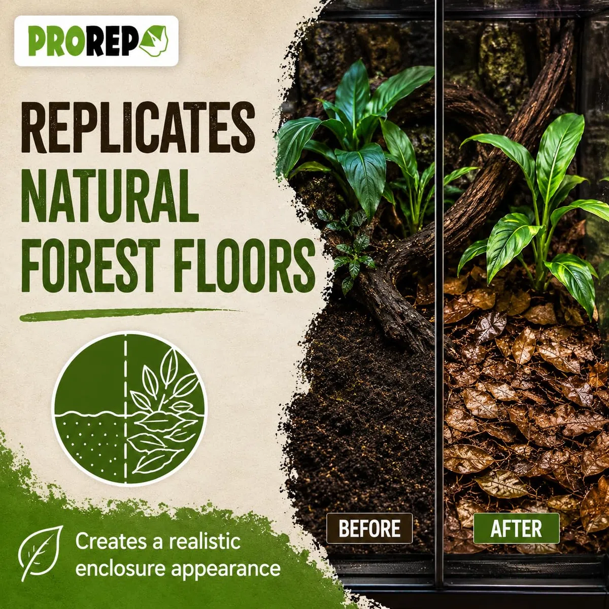 ProRep Substrat de litière pour feuilles Jungle 3 l | Substrat pour reptiles | Feuilles pour installation bioactive et isopodes