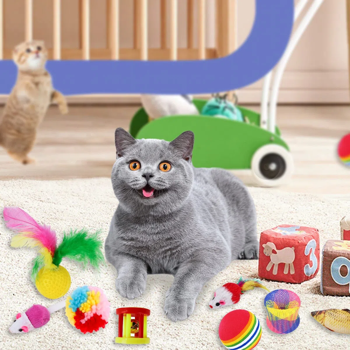 Kit Jouet pour Chat - 38 Pièces Animaux Domestiques Toys pour Chaton Minou - Boule, Tunnel et Jeu