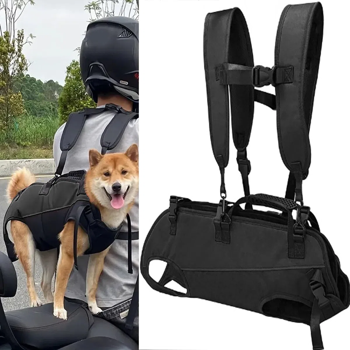Écharpe de transport réglable et respirante pour chien, sac à dos de randonnée pour moto, voyage pour personnes handicapées pendant la marche, le toilettage, les escaliers, le sauvetage