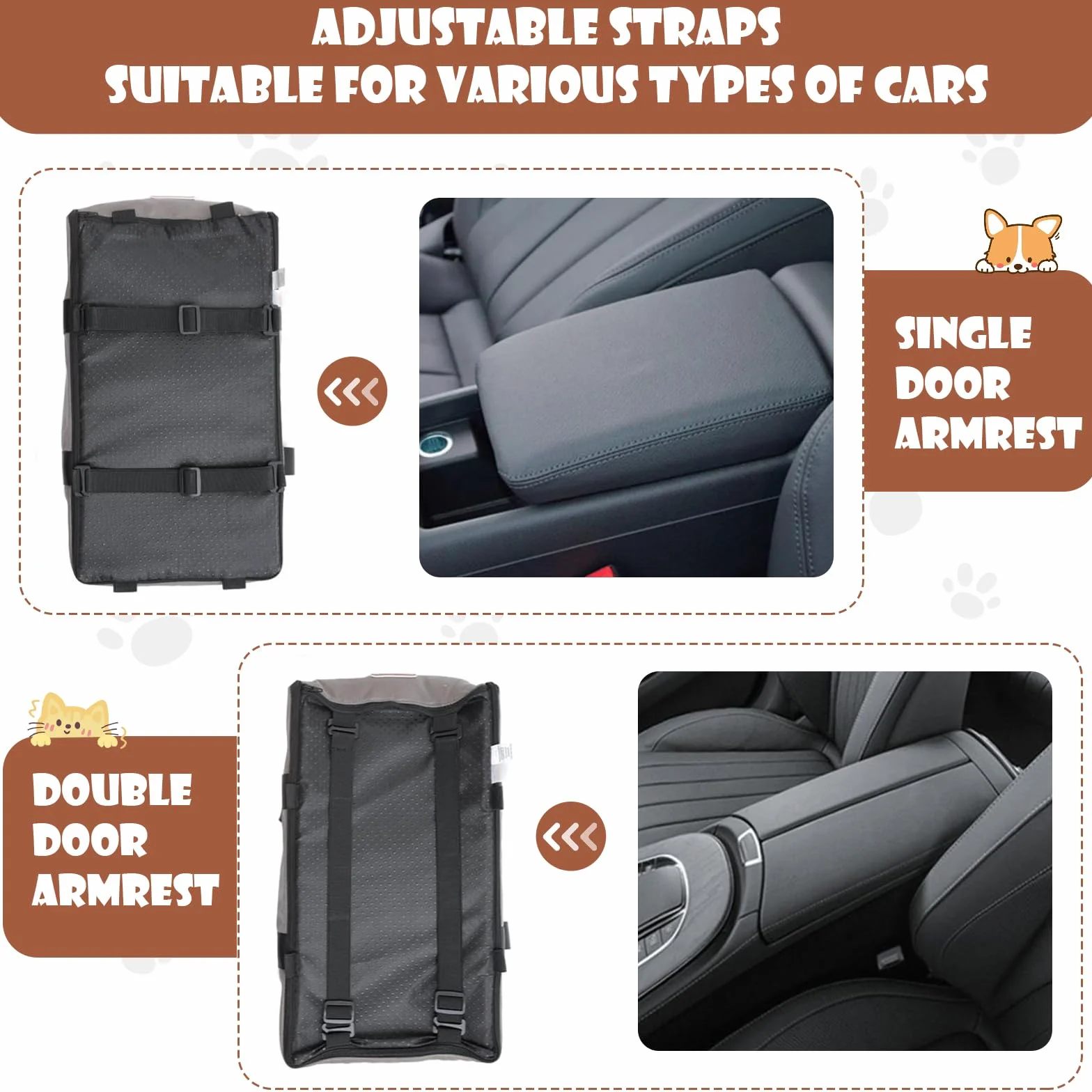 Siège Auto pour Chien Chat, Siège d'auto pour Chiens de Petite Taille avec Ceinture de sécurité Stable, Siège rehausseur de Voiture Amovible et Lavable, Console Centrale pour Chiens et Chats