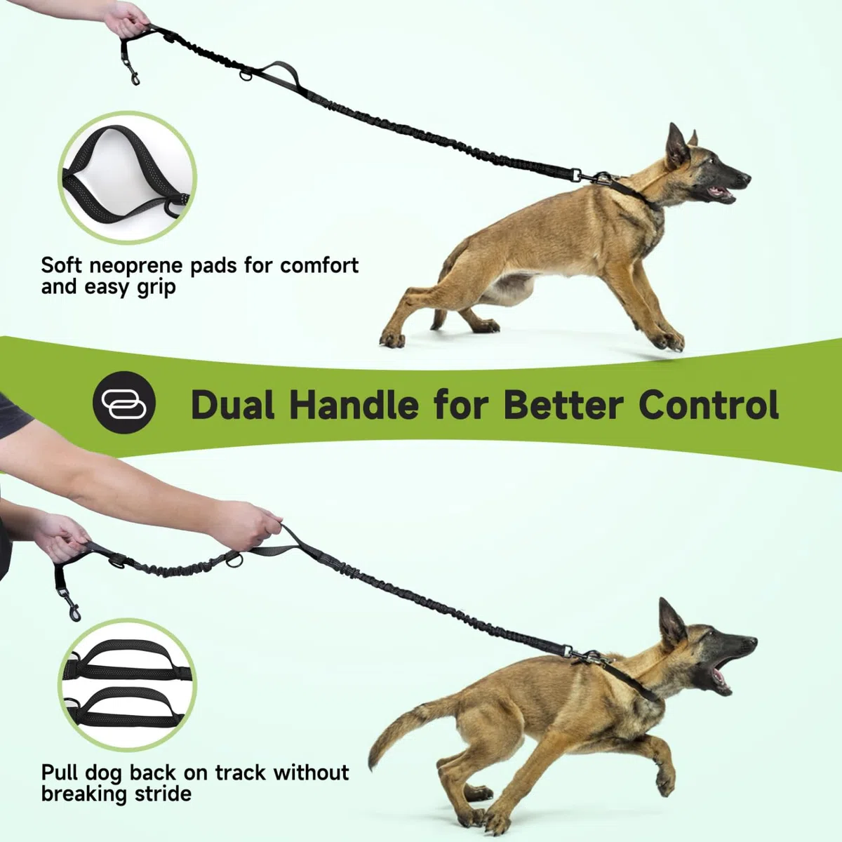 Nobleza Laisses Mains Libres pour Chien, Ceinture réglable de Laisse de Formation pour la Promenade de Chien, pulsant et Courant, Absorption de Choc, Confortable, Couture Réfléchissante
