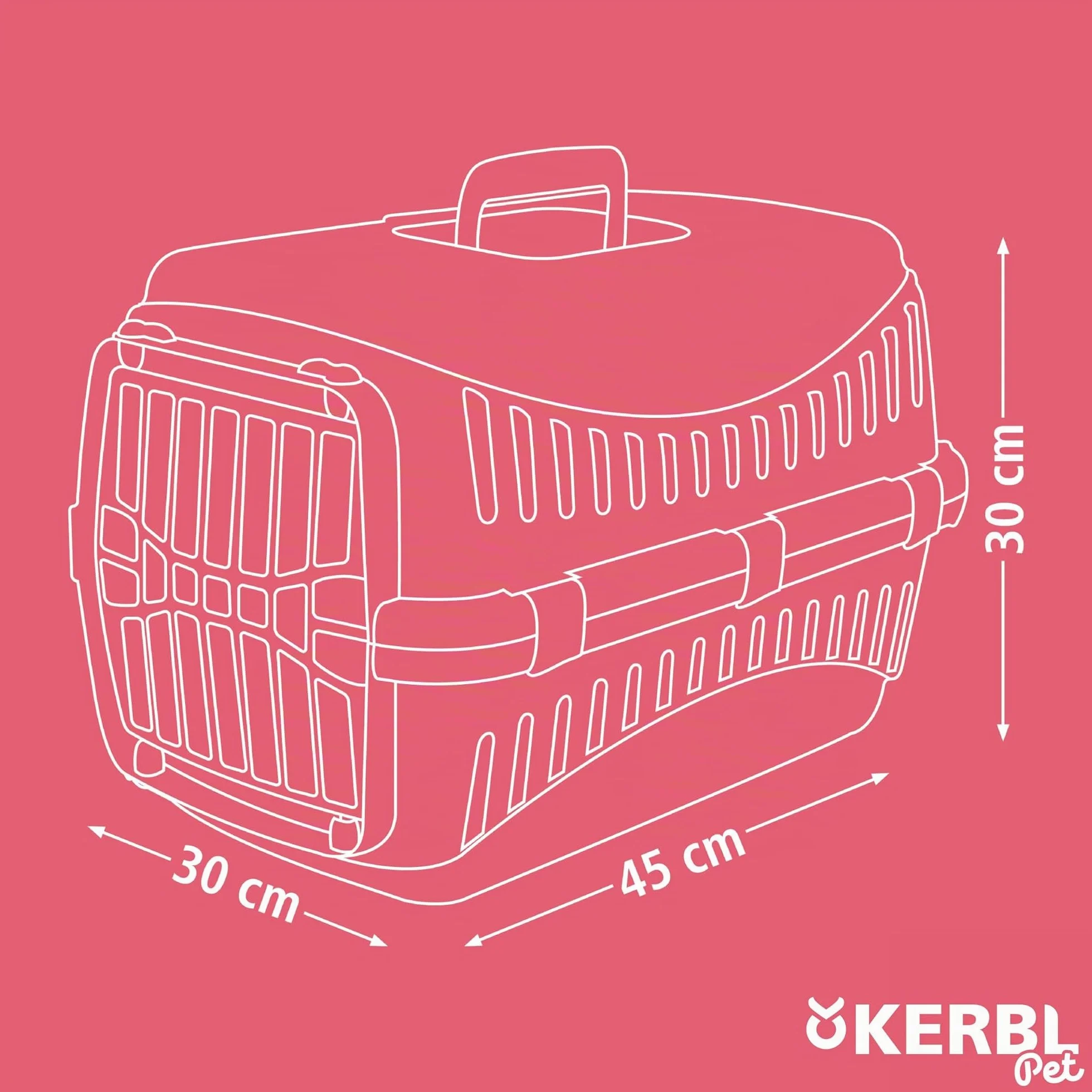 Kerbl Pet Cage de Transport Expedion, Vert/Noir, 45 x 30 x 30 cm, Cage pour Chien, Cage pour Chat, Transport pour Chien, Plastique, Petits Chiens, Chats