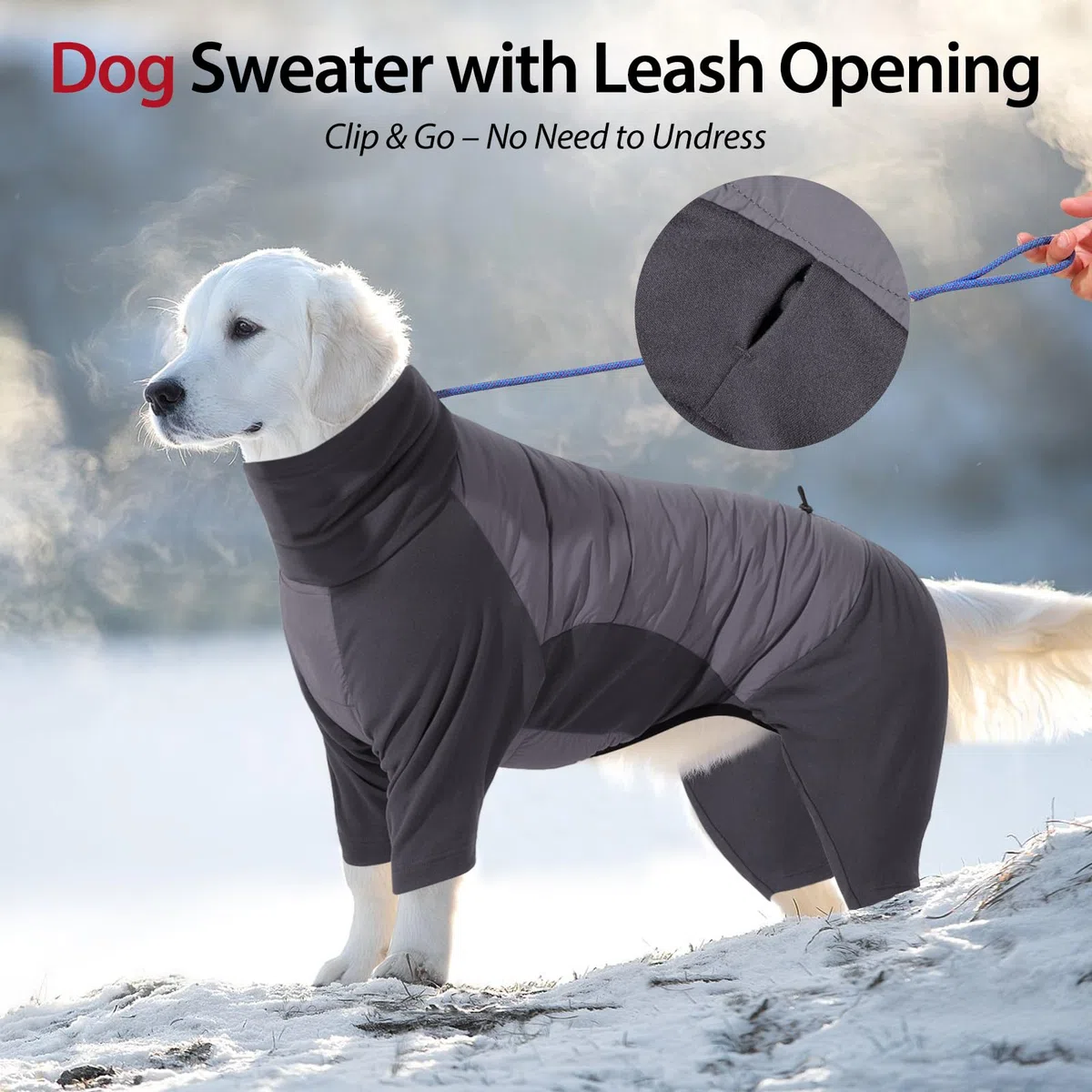 HEYWEAN Manteau Polaire pour Chien avec Jambes Pull d'hiver Pyjama pour Chiens Petite Moyen Grande Taille Combinaison intégrale Manteaux Chauds pour Chiens Pull Polaire Vêtements d'hiver Veste Chien