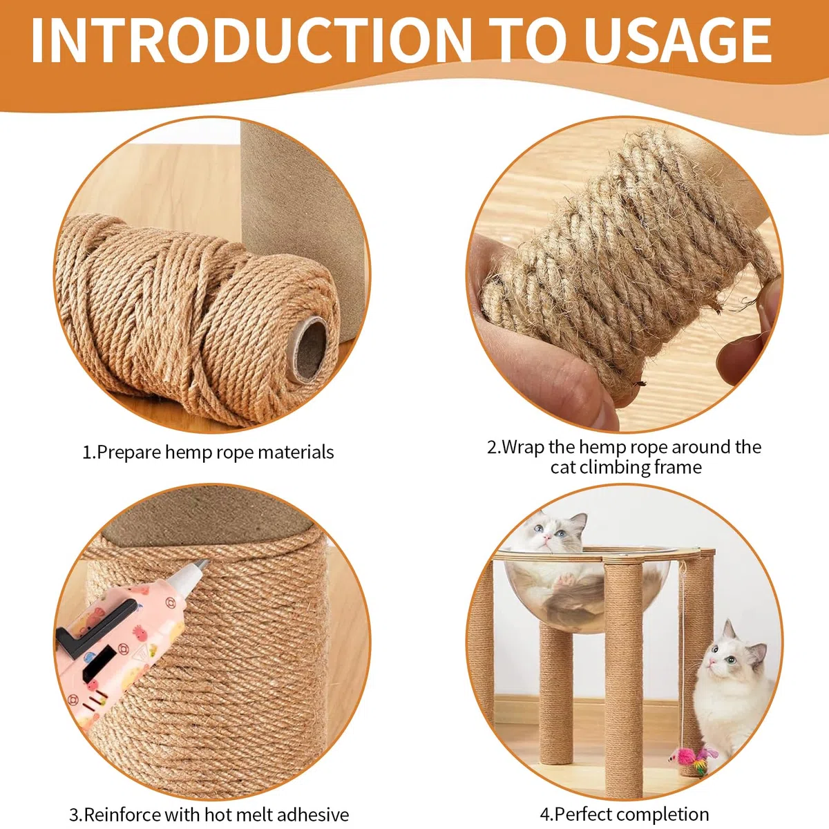 Corde en sisal naturel de 100 m pour arbre à chat - 6 mm - Corde de rechange spéciale pour le bricolage, le bricolage, la décoration de jardin, corde de chanvre