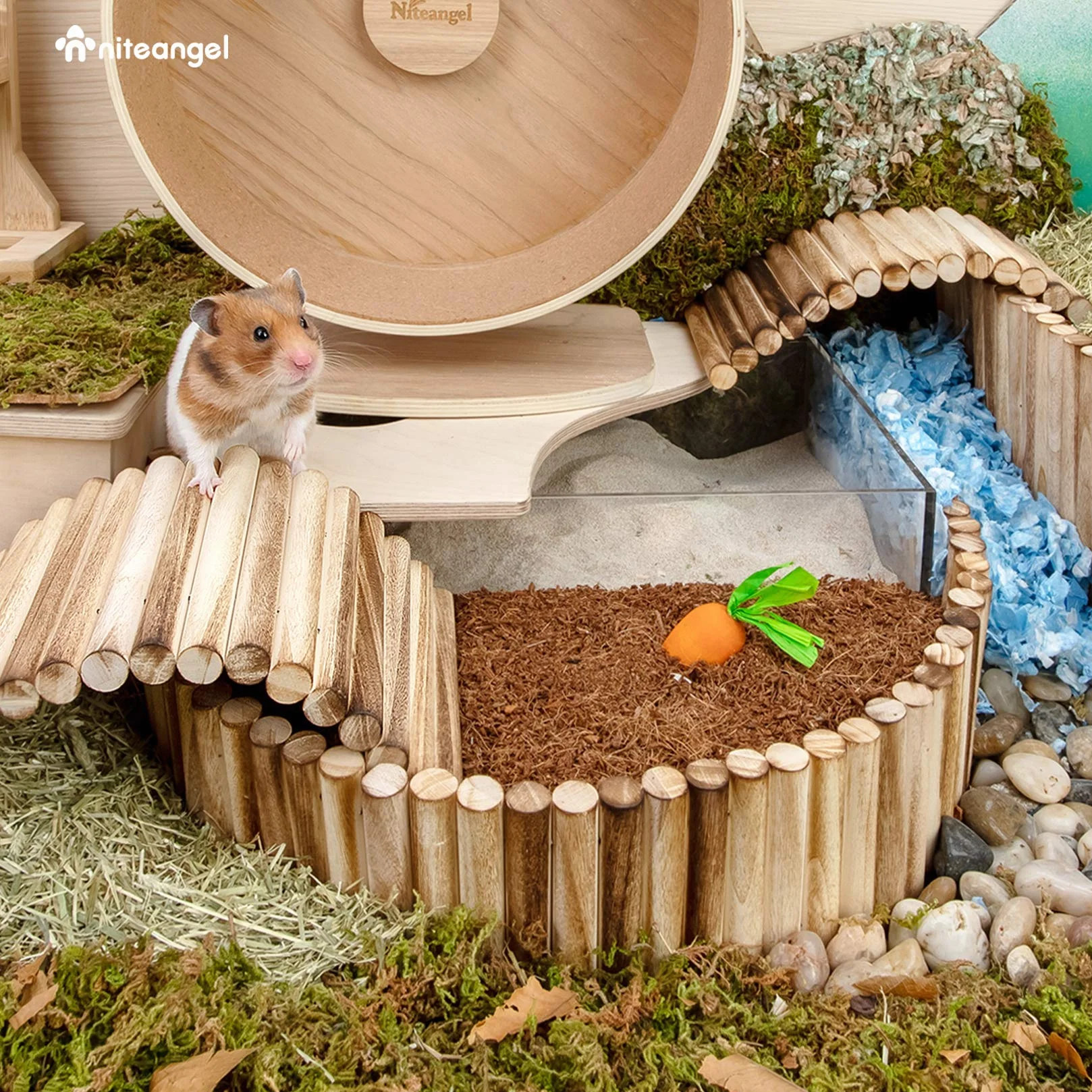 Niteangel Litière Naturelle pour Hamsters Nains syriens, gerbilles, Souris, Degus ou Autres Petits Animaux à Base de Coco/Cork. (Tourbe de Coco)