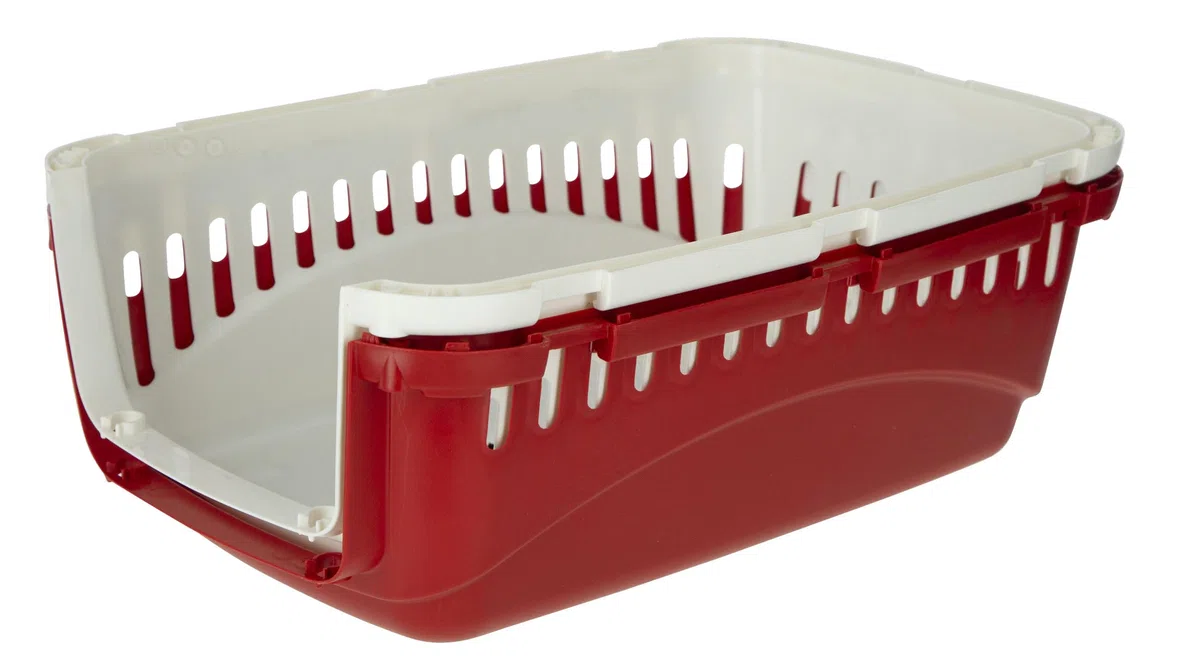 Kerbl 81348 Boîte de transport Expedion (boîte de transport pour animaux domestiques chats chiens lapins) en plastique 45x30x30 cm crème/bordeaux