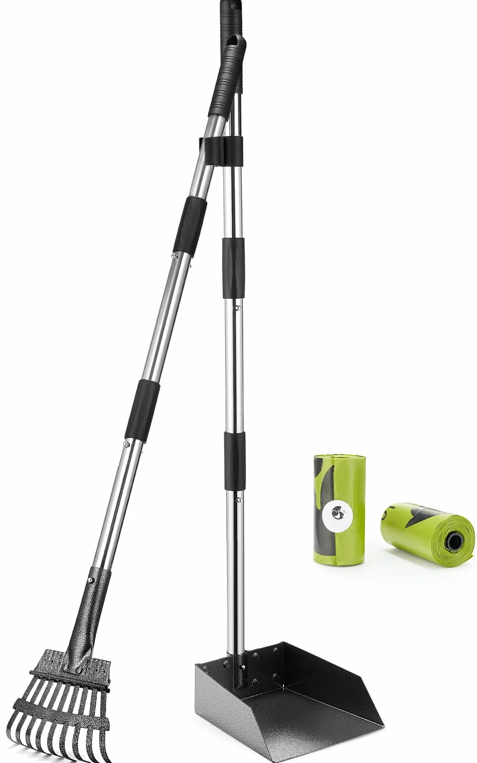 Yangbaga Ramasse Crotte Chien， Pelle a crotte pour Chien et Poubelle en Métal, Outile de Nettoyage pour Jardin（2pcs）