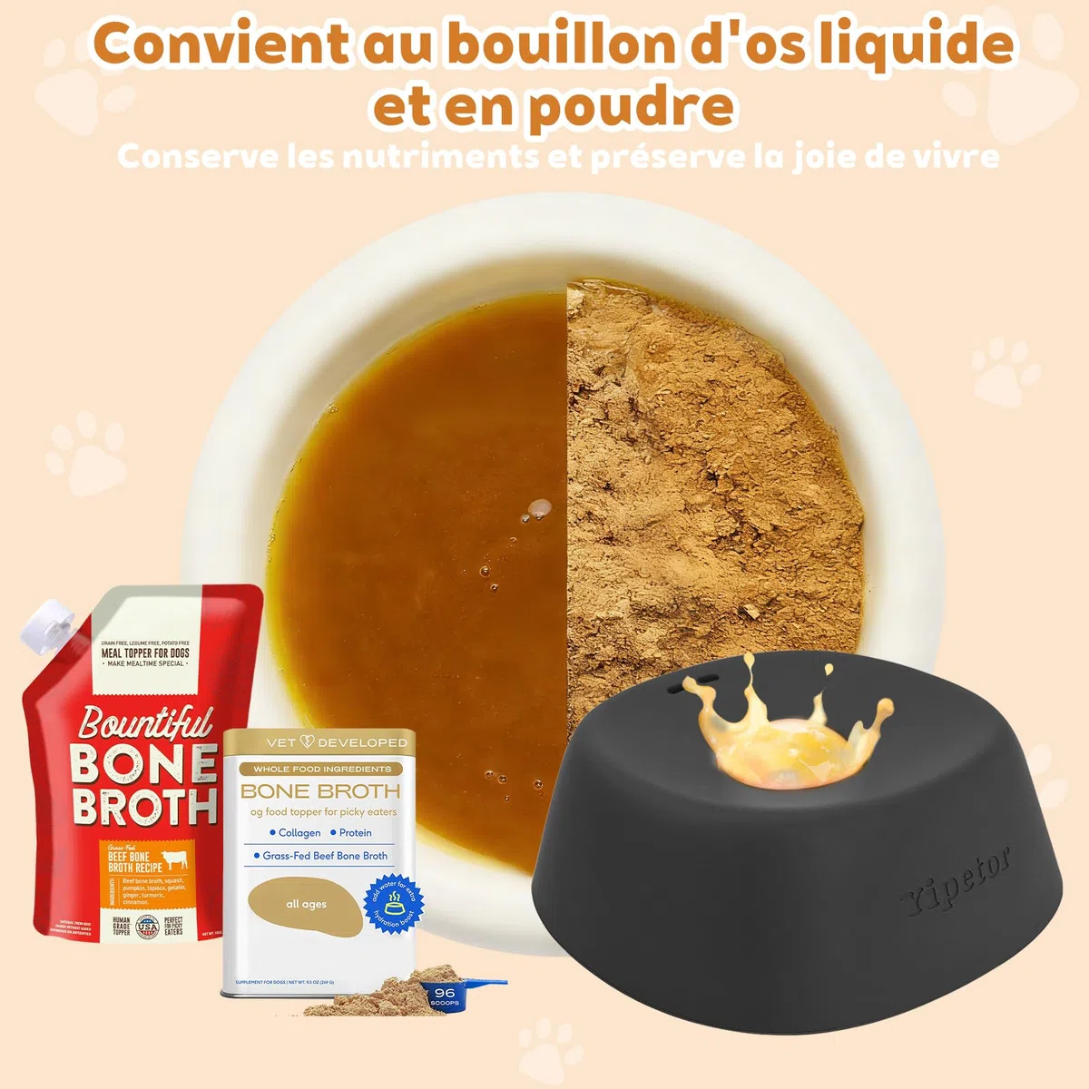 Yipetor Bol de Léchage Chien pour Friandises Liquides, Gamelle Anti Glouton Chien pour Bouillon d'os pour Chien, 3/4 Tasse de Yaourt, Jouet à Lécher pour Chien de Petite, Moyenne et Grande Race