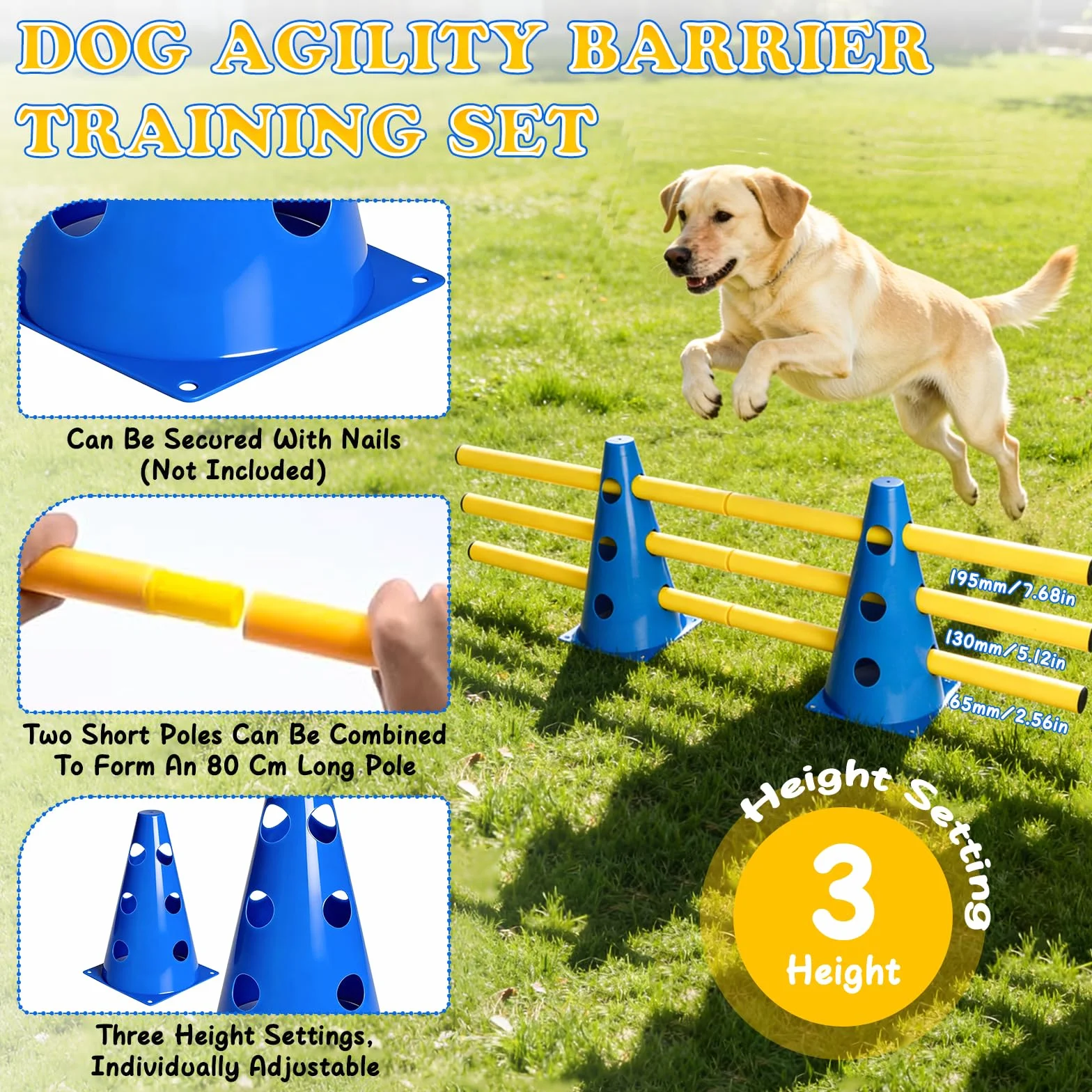 Ensemble D'agilité pour Chiens Ensemble de BarrièRes Enfichables pour Chiens, Kit d'obstacles RéglablesPour Le Les Sports Canins Les Sports équestres