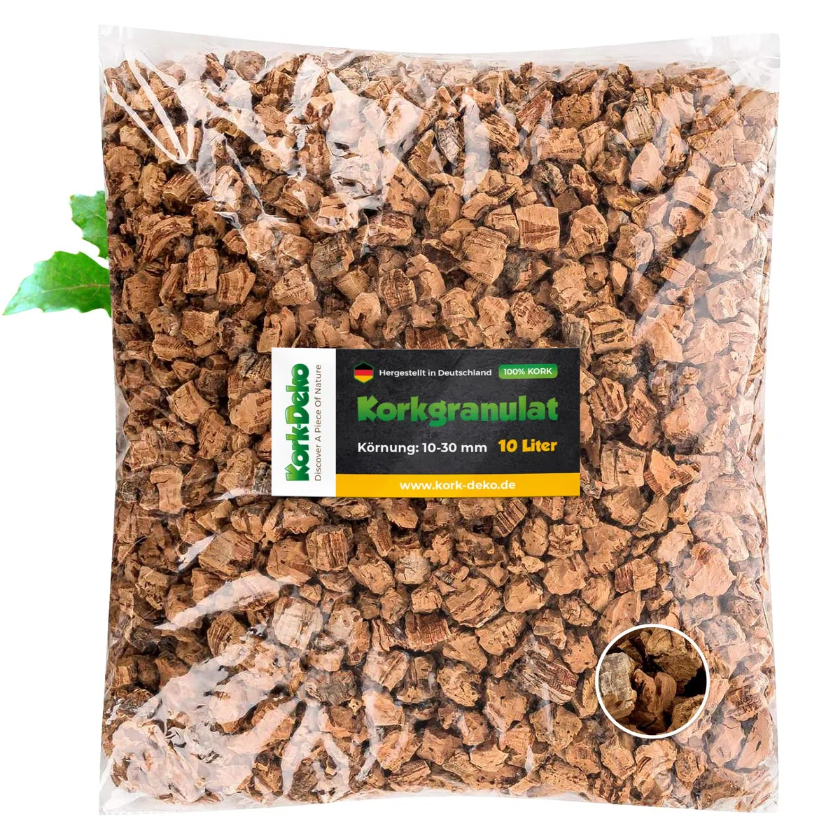 10 litres de granulés de liège, très gros (10-30 mm), liège, pour l'art floral et la décoration, substrat de plantation, remplissage pour pots, seaux, pour terrariums et modélisme