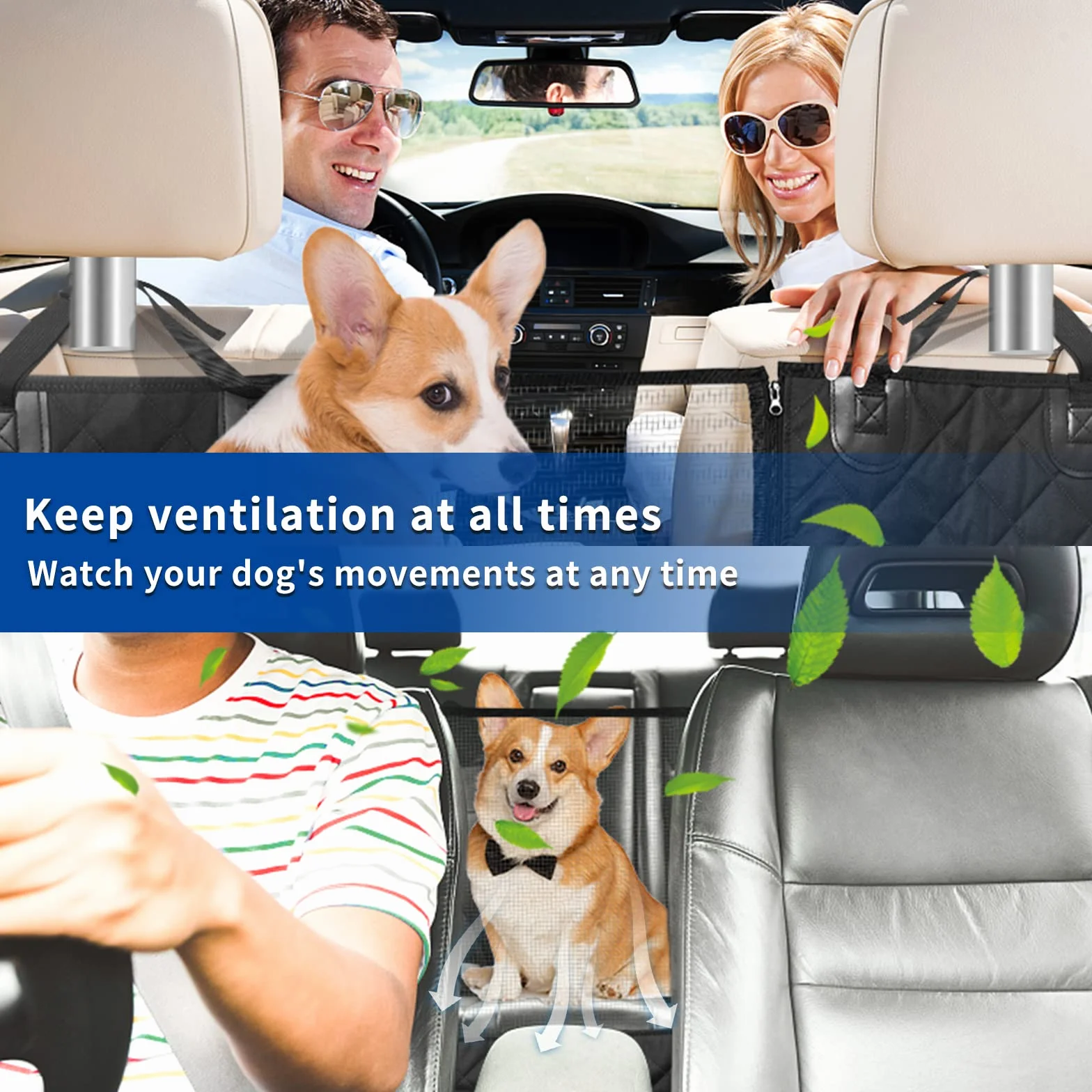 Sosayet Housses de Siège d'auto pour Chien, Protection Voiture Chien Universelle avec Fenêtre de Visualisation, Housse Voiture Chien Imperméable Antidérapant pour Voitures VUS (137 x 147 cm)