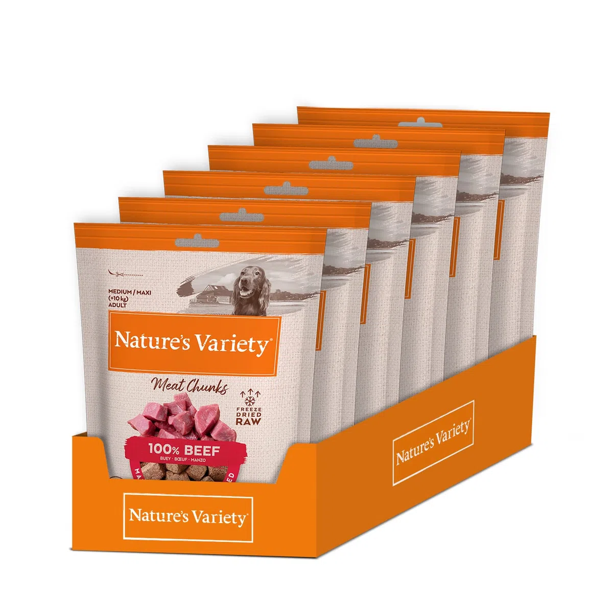 Nature's Variety - Freezed Dried - Cubes de Viande de Bœuf désossée lyophilisées pour Chiens - Boîte de 6 x 50g - Total 300g