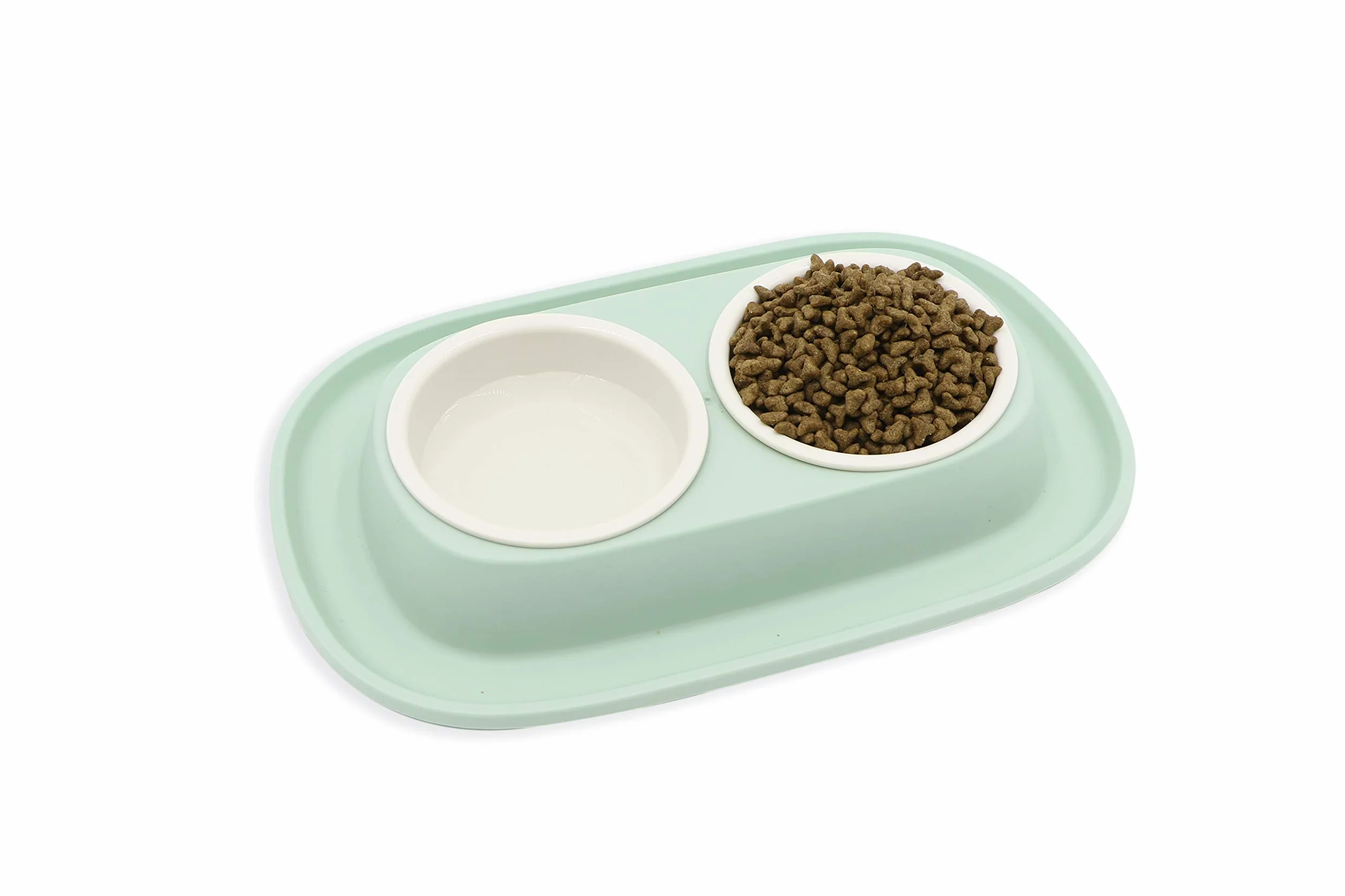 Agrobiothers Aime Gamelle pour Chien Et Chat, avec Double Bols Amovibles, Support Anti-Dérapant Et Anti Débordement, Contenance 2 X 230ml, Gamelle avec Bol Amovible