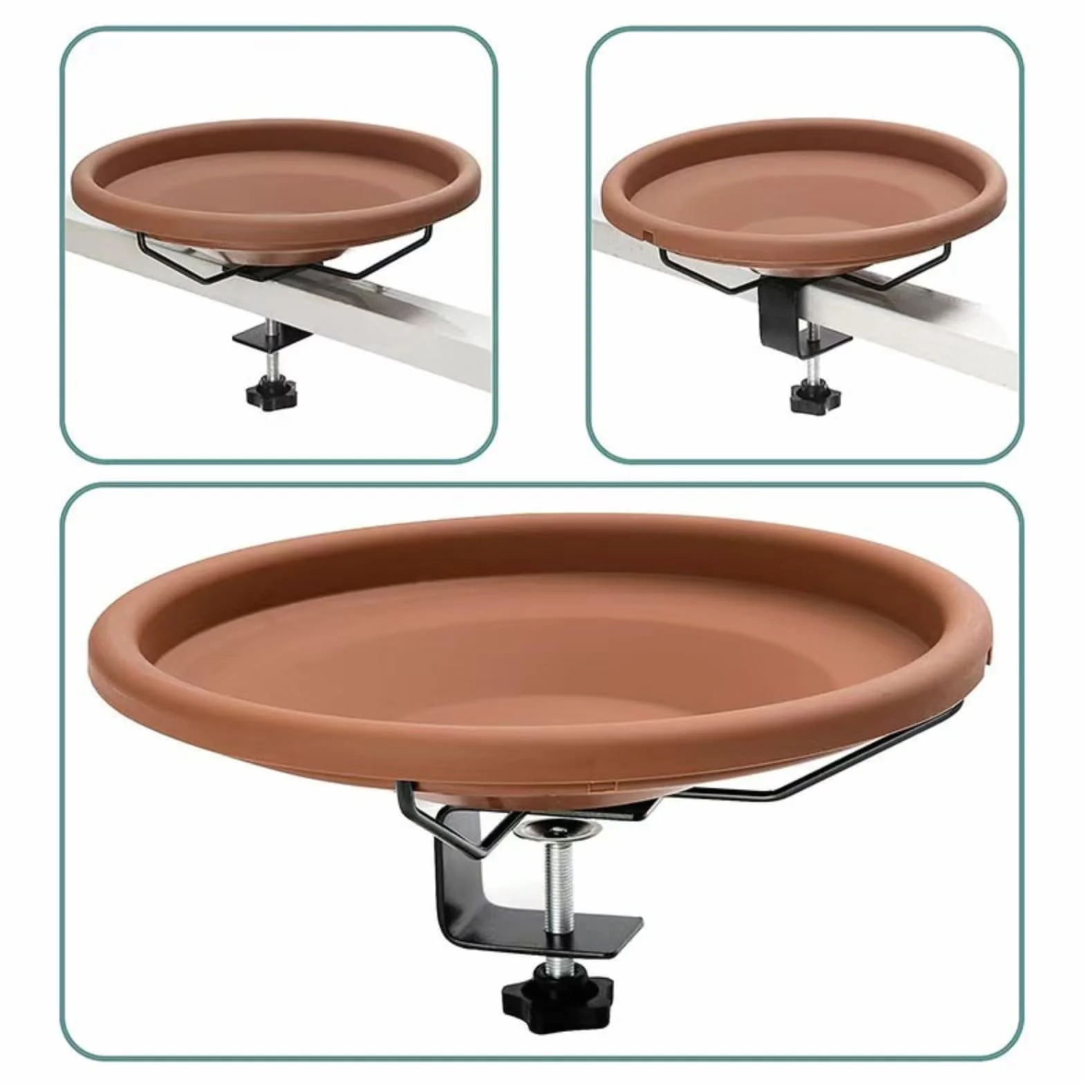 Bain d'oiseaux pour balcon et jardin, bol de bain réglable, abreuvoir à oiseaux suspendu résistant au gel pour balustrade de balcon, chauve-souris montée sur le pont, pour balustrades de terrasse