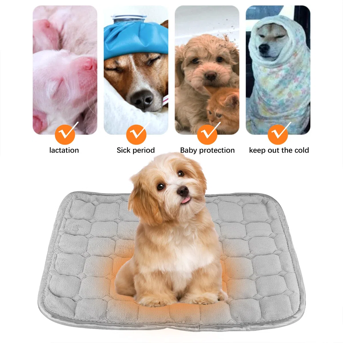 Couverture Auto-Chauffante pour Chats et Chiens - Tapis Chauffant pour Animaux de Compagnie, 59 x 44 cm, Taille M - Couverture Thermique Lavable pour Chiots - Tapis pour l'Hiver