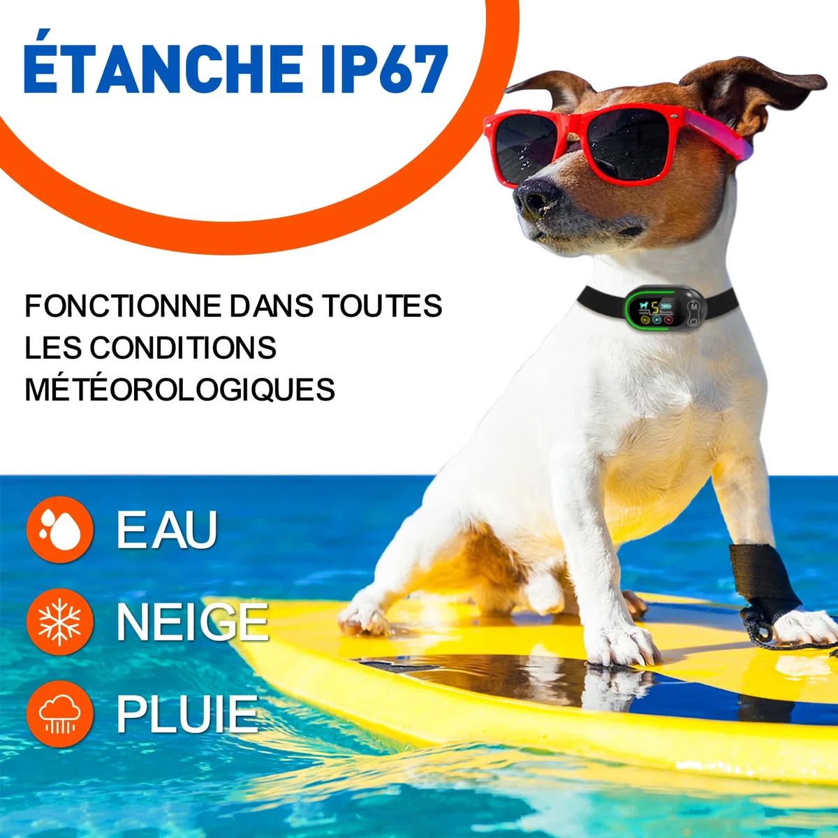 Collier Anti-Aboiement Chien, Rechargeable et Étanche IP67, 4 Modes Son/Vibration/Choc, Sensibilité Réglable, pour Petit Moyen Grand Chien Dressage