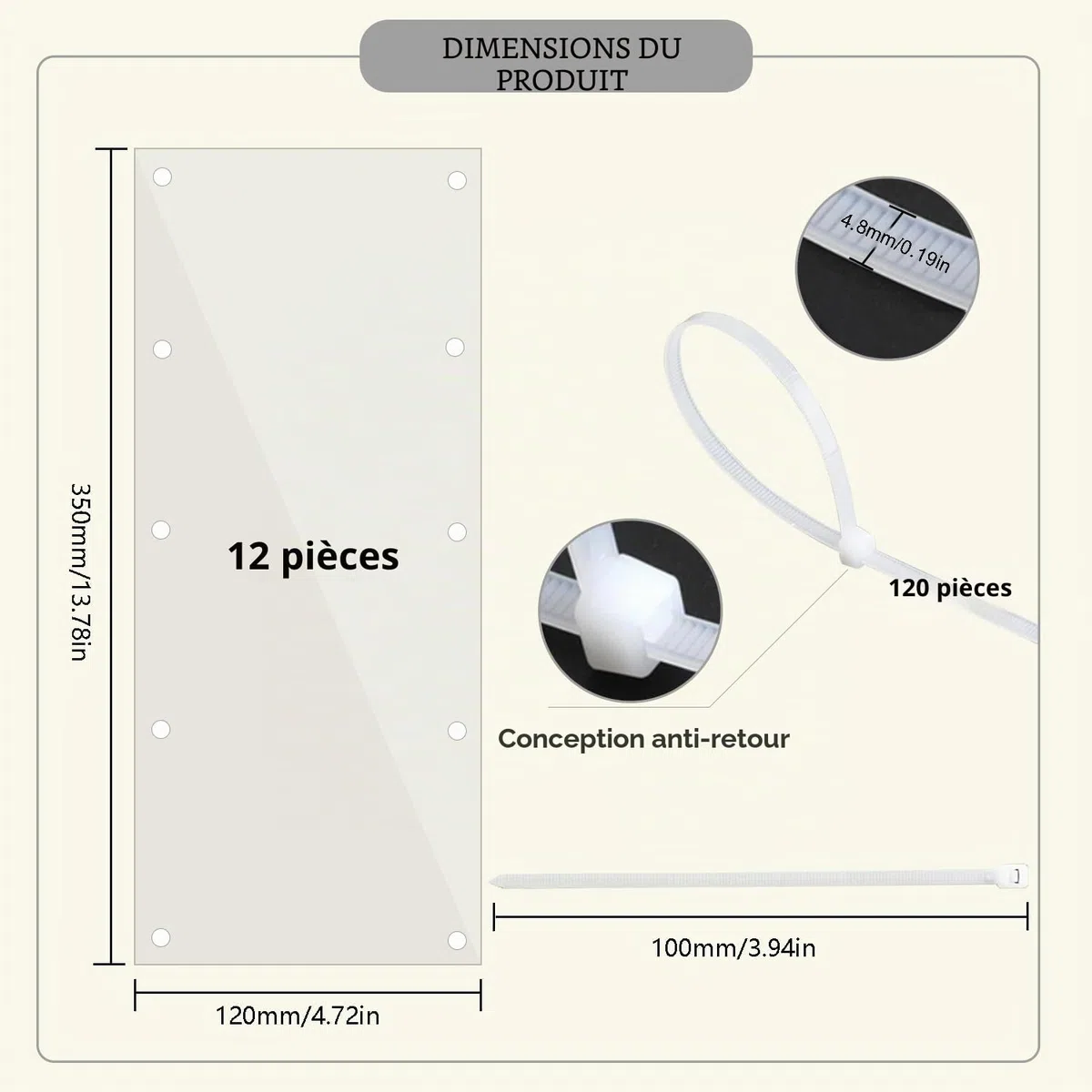 Lot de 12 Doublures de bord de la cage pour animaux, 35 x 12cm, Doublures de protection pour cage de petit animal avec 120 attaches pour lapin, cochon d'Inde, hamster et autres petits animaux