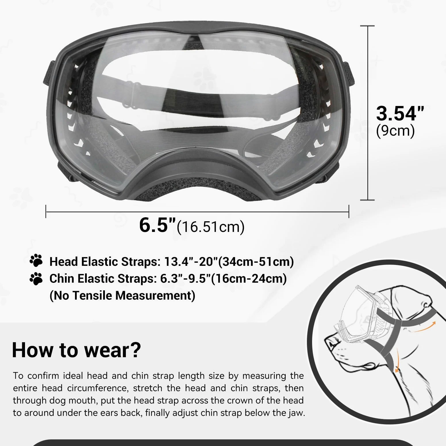 NAMSAN Lunettes de Soleil pour Chien avec Protection UV Bandeau Ajustable et Coussinets en Mousse Lunettes de Soleil pour Animaux de Compagnie Protégeant Les Yeux des Grands Chiens - Clair