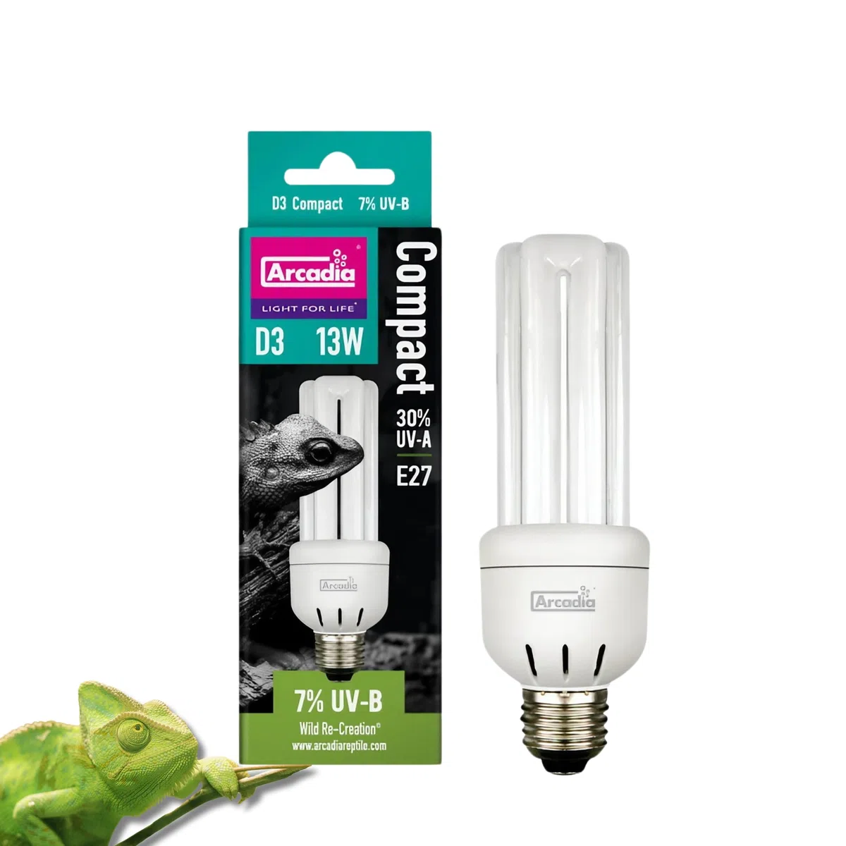 Arcadia D3 Forest Mini ampoule compacte 7 % UVB triple U à visser pour reptiles 13 W