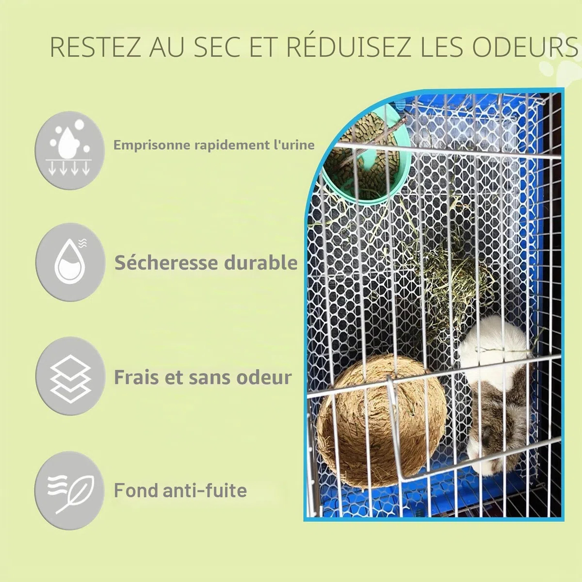 Coussinets Jetables pour Lapin, Tapis Hygiénique Absorbant pour Cochon d'Inde, Lot de 50 Tapis Éducateurs avec Surface à Séchage Rapide pour Chiots Chats Chinchillas Hamsters Furets Hérissons