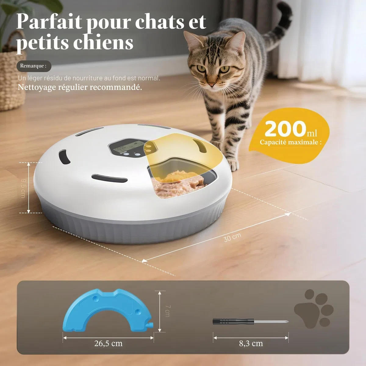 Zyncove Distributeur Automatique de Nourriture Humide pour Chat avec Refroidissement : Distributeur Automatique Humide pour Chats, Alimentation Automatique pour Chats à Piles – 6 Repas pour Animaux