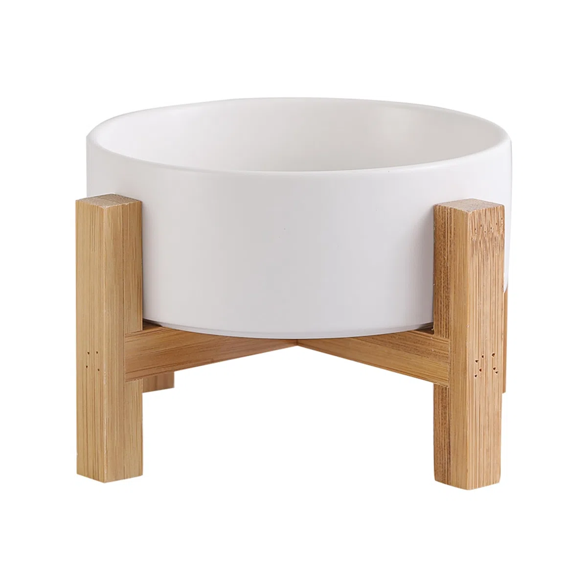 Gamelles surélevées en céramique Blanche pour Chat avec Support, gamelles surélevées pour Nourriture ou Eau pour Chats et Petits Chiens avec Coussinet en Caoutchouc antidérapant, Anti-Stress pour