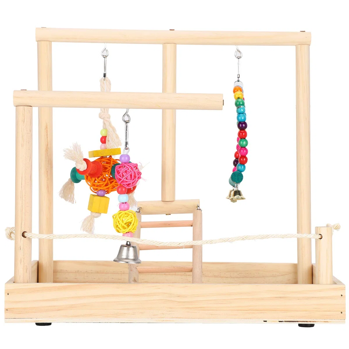 Aire de Jeux pour perroquets – Support en Bois Massif pour Oiseaux – avec Un Design de Cloche de Base – Couleurs Vives – Support de perchoir pour Cage à Oiseaux, Fournitures