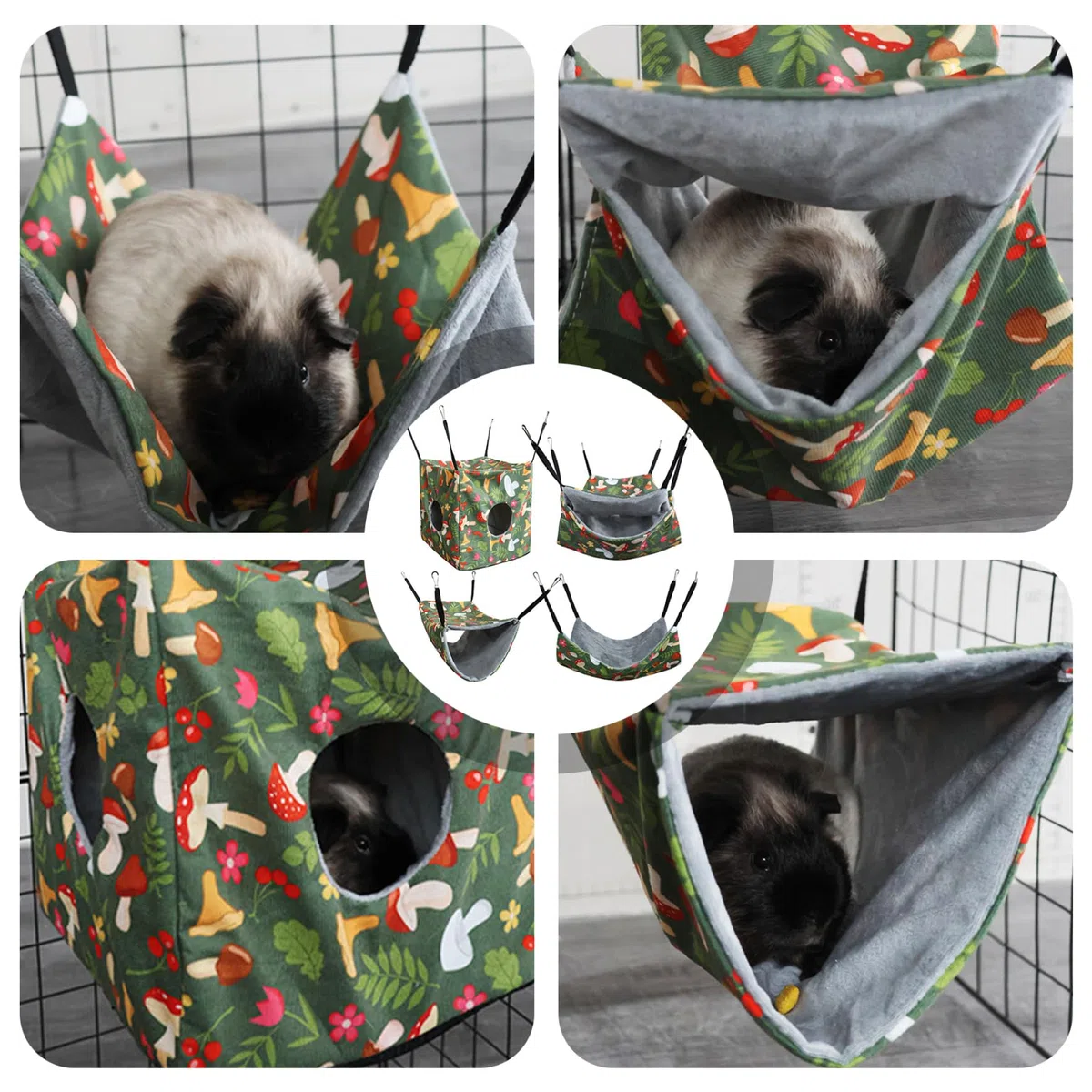 Hamacs à Rat Suspendus avec Sangles, lit Cochon d'Inde Doux et Lavable pour Planeur de Sucre Chinchilla, 1 Ensemble/4 pièces |.Lit pour Rats