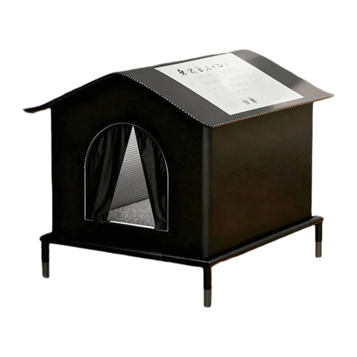 Milageto Maison pour Chat pour l'Extérieur, Abri Imperméable et Isolée pour Chats Strays pour l'Extérieur, Lit pour Chien Confortable et Douillet, Cabane Imperméable pour Porche de Grange, Noir, S