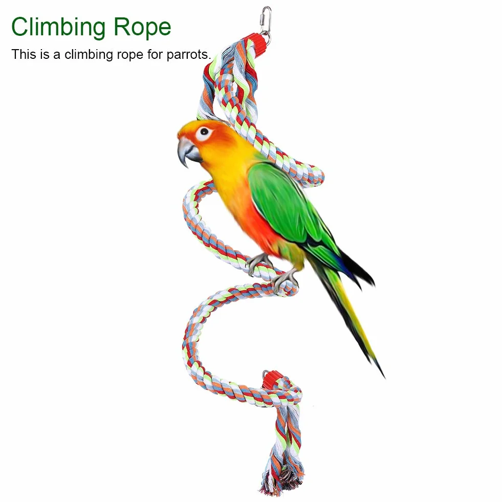 1.6 mètres perroquet à l'élastique balançoire en spirale debout jouets avec corde cloche perche de coton oiseaux fournitures pour grand moyen petits perroquets
