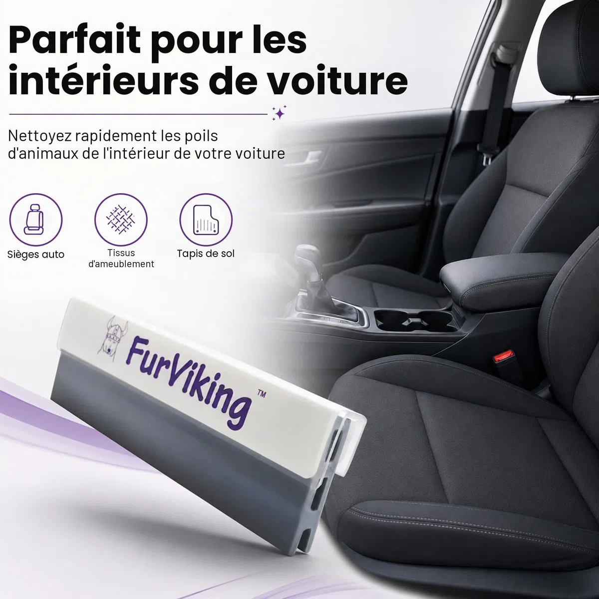 FurViking Épilateur pour poils d'animaux | Enlever les poils de chat et de chien de la voiture, de l'appartement, des vêtements