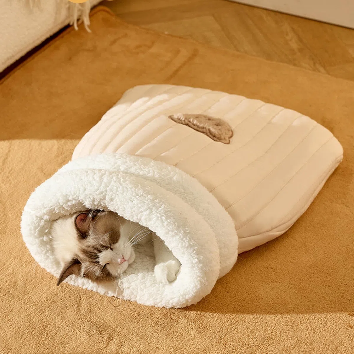 Sac de Couchage pour Chat | Sac de Couchage pour Chat | Lit Semi-fermé | Sac de Couchage d'hiver pour Chat | Panier pour Chien pour Camping | Couverture Lavable pour Chats et Petits Chiens