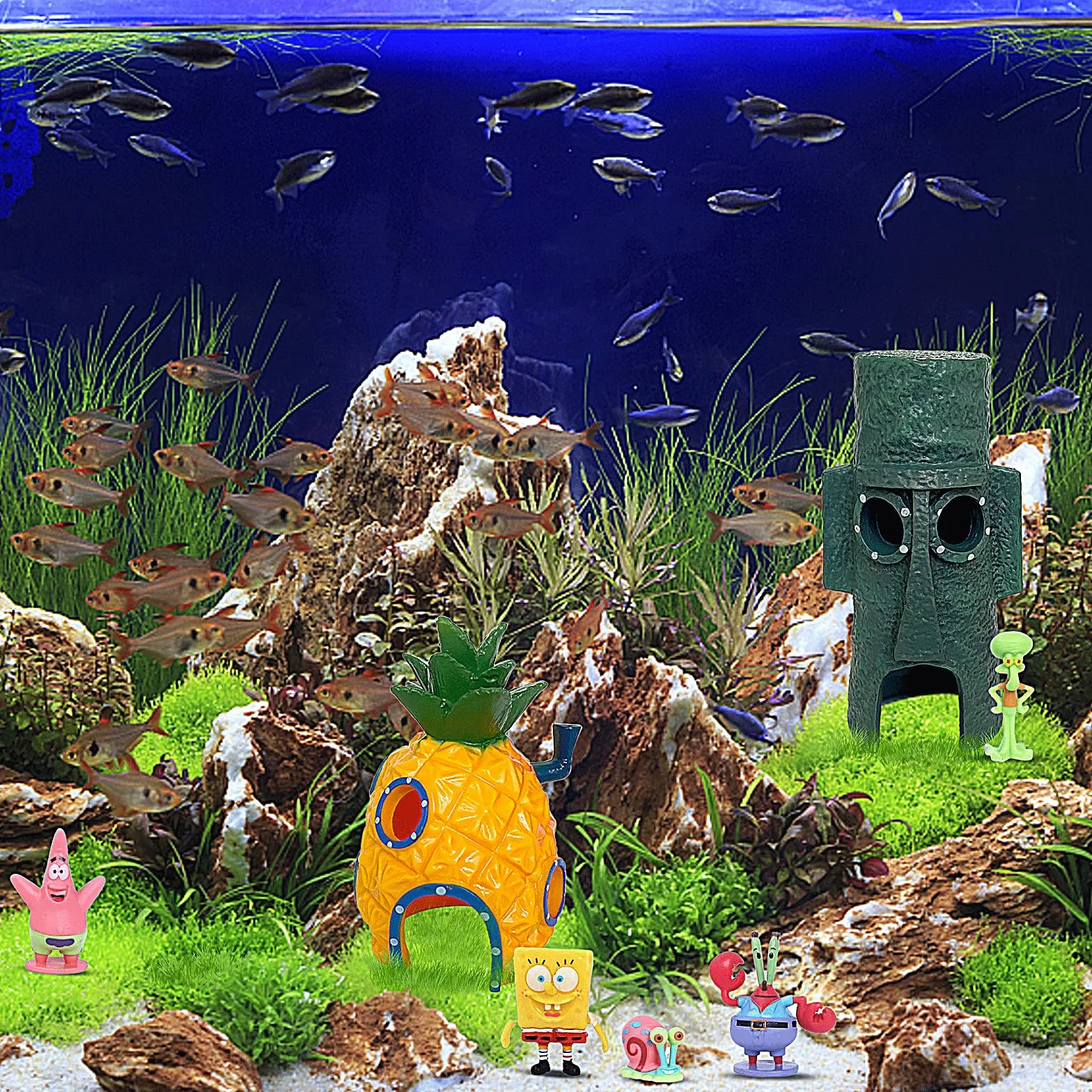 MeYuxg Décoration Aquarium, Ornement d'Aquarium, Résine Fish Tank Ornement Aquarium Ananas en Forme Accessoires de Réservoir de Poissons