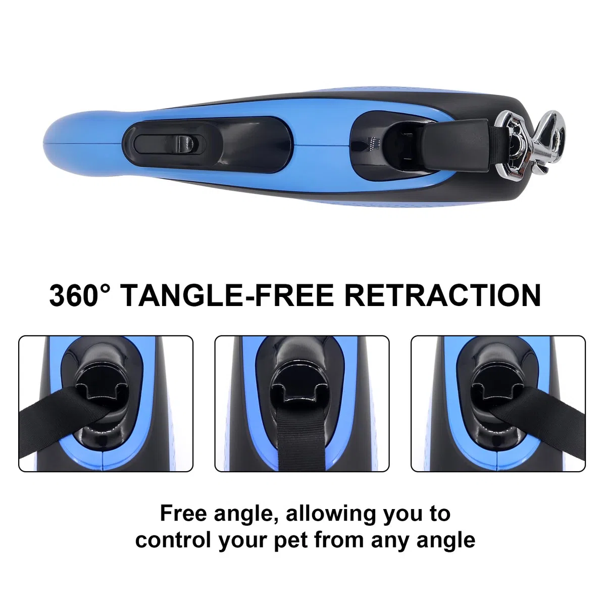 Laisse rétractable pour Chien 8M,avec Lampe de Poche LED, avec Support Sac à déjections Canines,Laisse de Dressage Automatique pour Chien jusqu'à 110 LB (50 kg) (Bleu)
