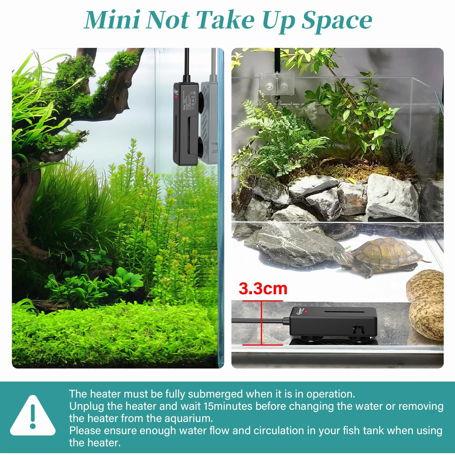 hygger Submersible Chauffage pour Aquarium, Mini Chauffage Aquarium Fish Tank Heater de Tortue Betta avec Digital Display Controller, 20W Aquarium Heater de 3-19L Freshwater Tanks