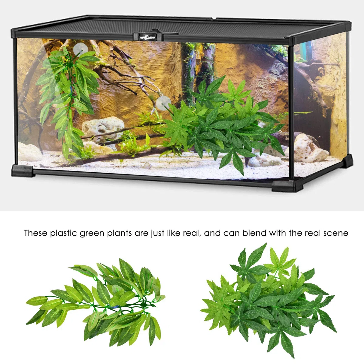 ERKOON Lot de 3 plantes artificielles en plastique pour aquarium et terrarium