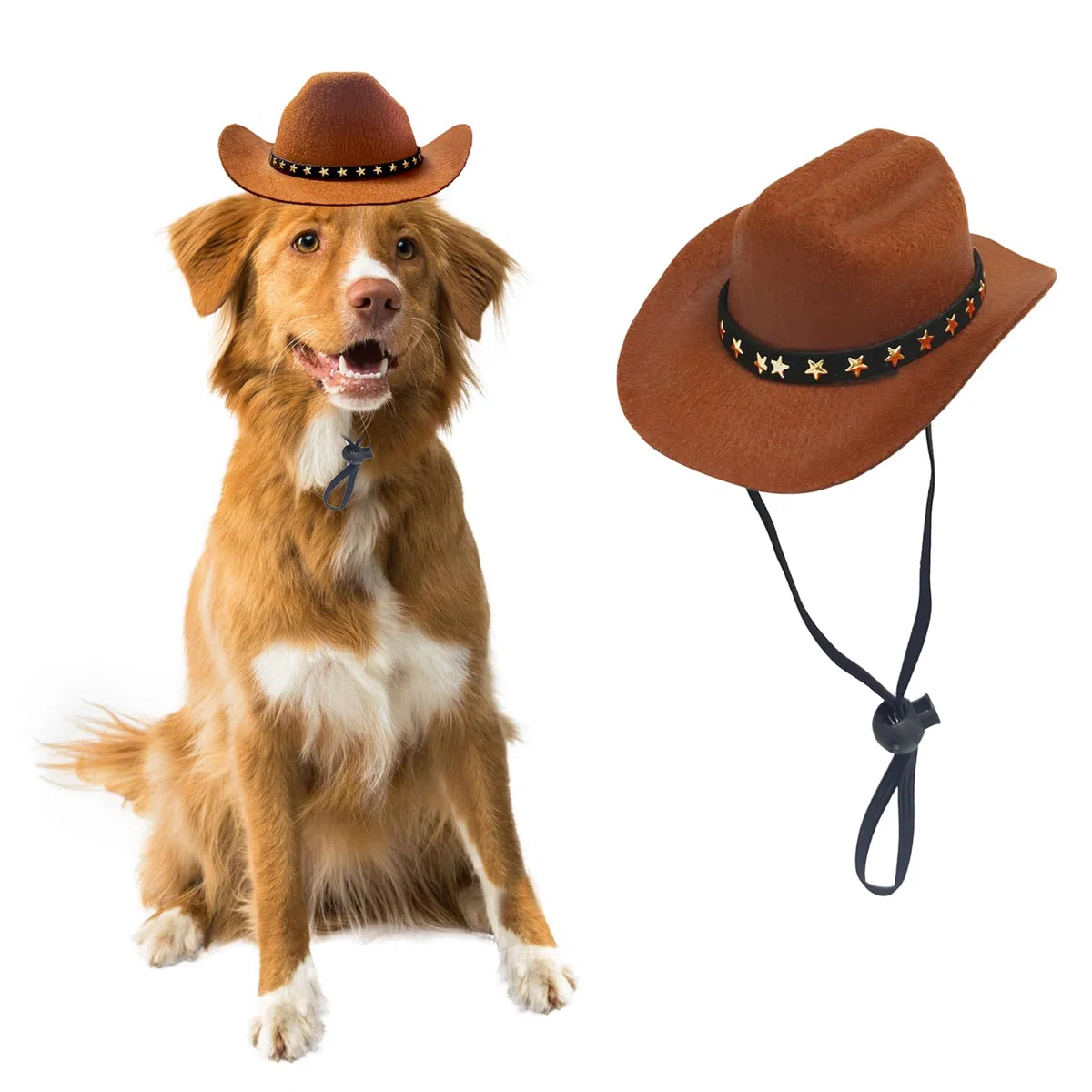 Chapeau de cowboy pour chien, chat et chat – Mini chapeau de cowboy pour chiens, chats, vacances, Halloween, décoration de fête pour animaux domestiques (marron, taille L)