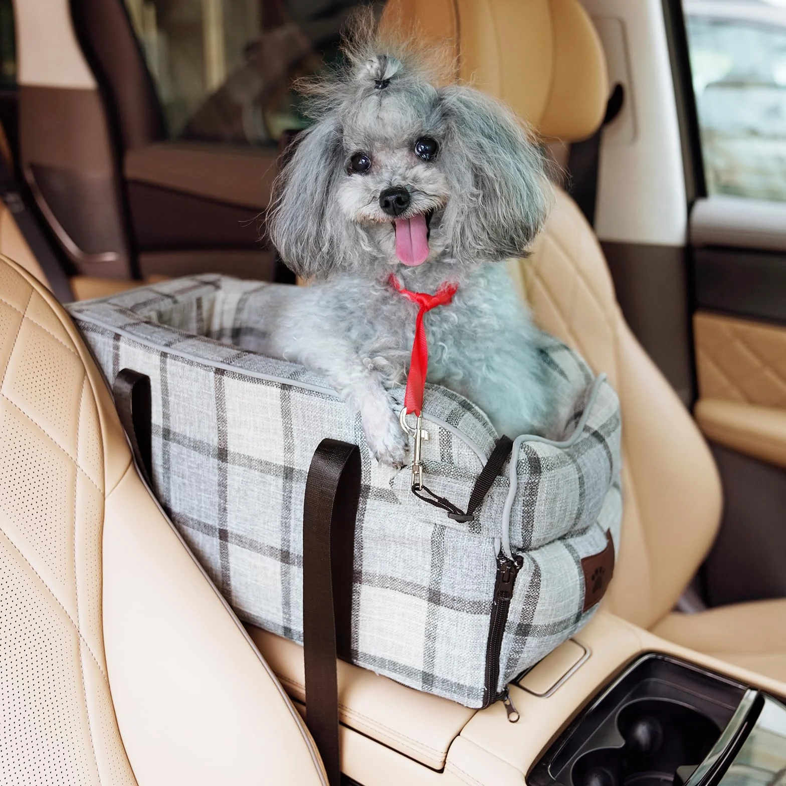 Siège Auto Chien Petite Taille 2en1 - Panier Voiture, Sac Transport Avant avec Oreiller Lavable et Amovible pour Chien et Chat