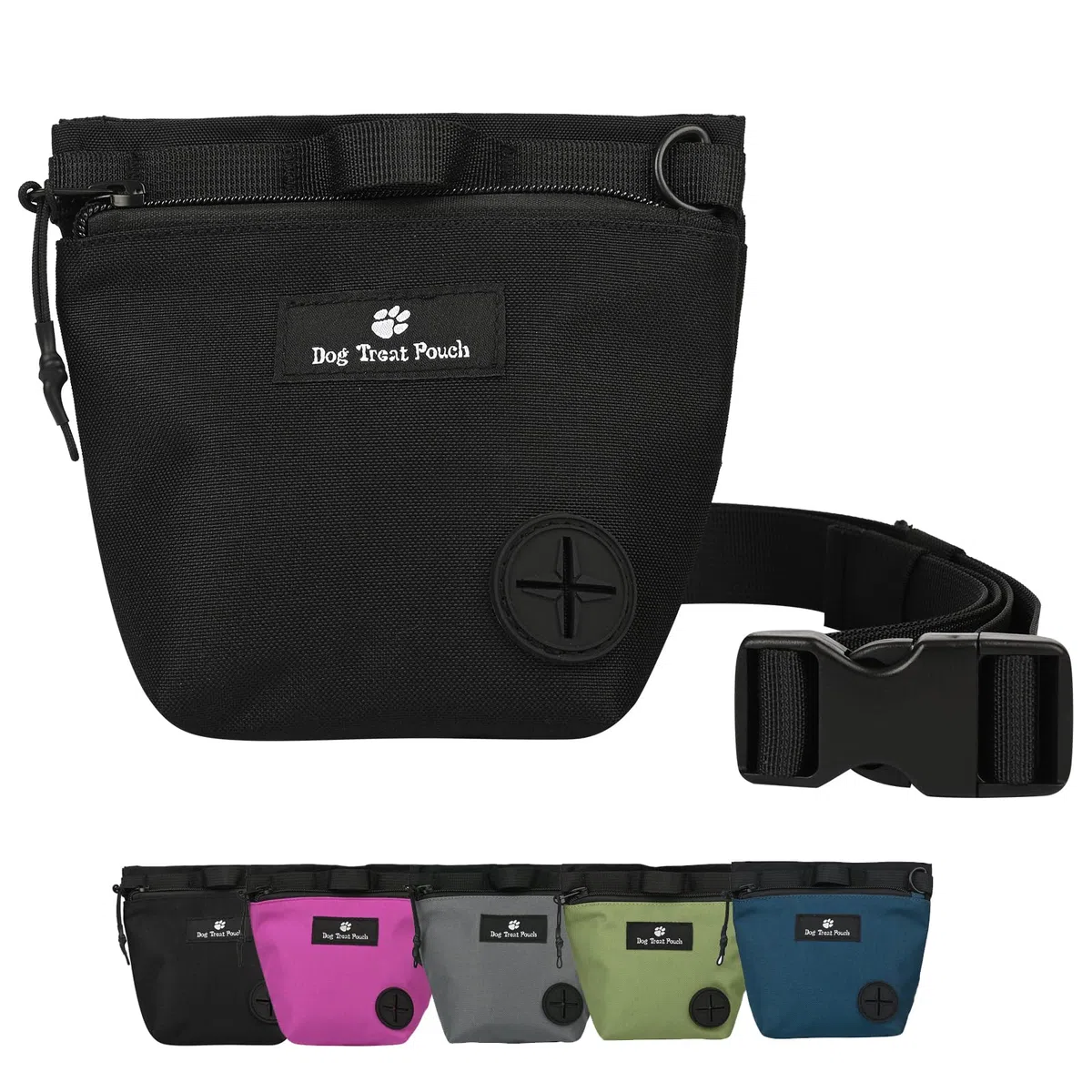 Sac de Dressage pour Chien avec Fermeture à Pression magnétique, Sac Banane pour Dressage d'animaux de Compagnie en Plein air, avec Support de Sac Poubelle (Noir)