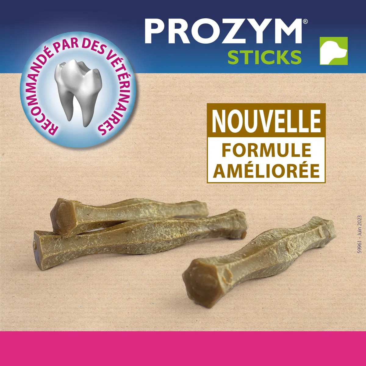 PROZYM RF2 Pack 2x12 Sticks - Spéciale Hygiène Dentaire Naturelle - Recommandé par des Vétérianire - Formule Vegan pour Chien - 24 Sticks (-25kg)