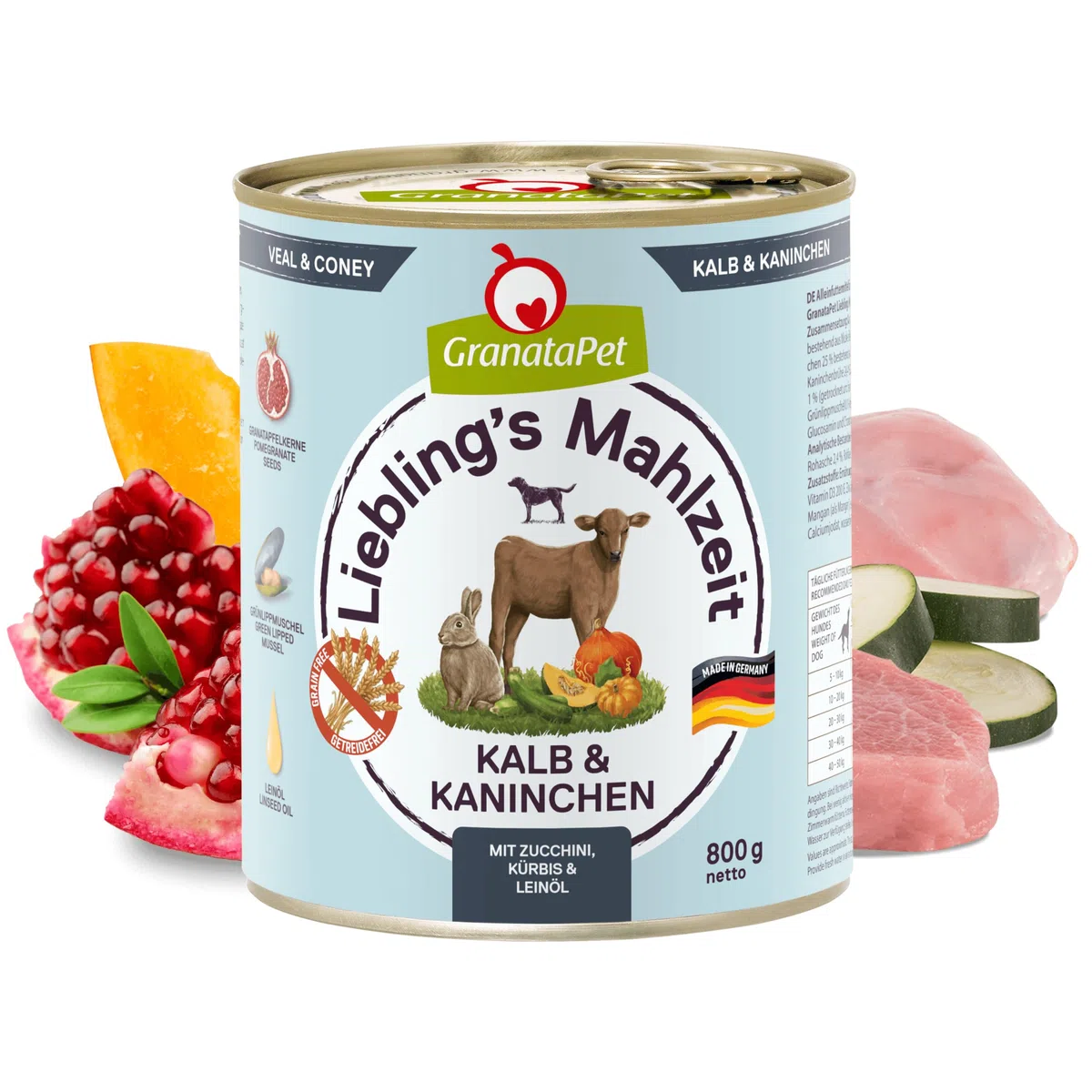 GranataPet Liebling's Repas Veau et Lapin - Nourriture Humide pour Chien - sans céréales et sans Sucre - Aliment Complet - 6 x 800 g