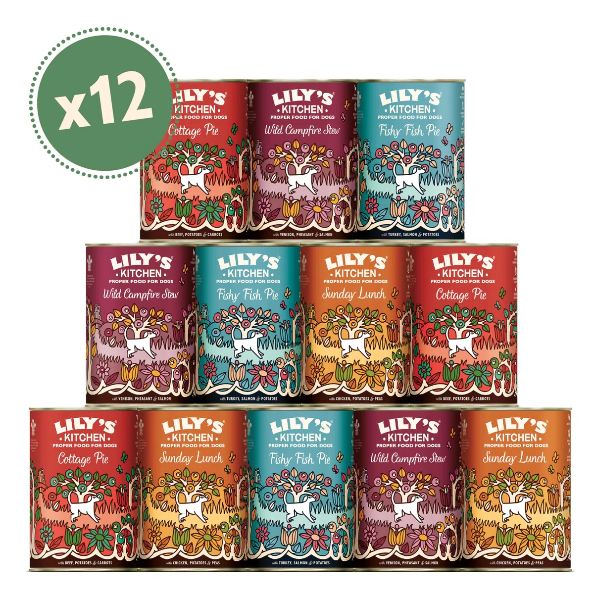 Lily's Kitchen Aliment humide naturel en boîte pour chiens adultes, recette sans céréales, multipack (12 x 400g Conserve)