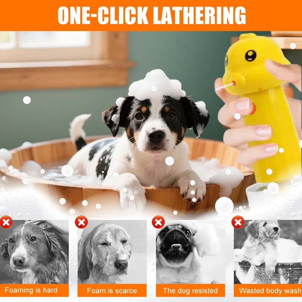 Distributeur de savon automatique pour chien, distributeur de savon en mousse pour baignoire pour chien, machine à mousse pour chien avec brosse pour chien, distributeur électrique de mousse pour