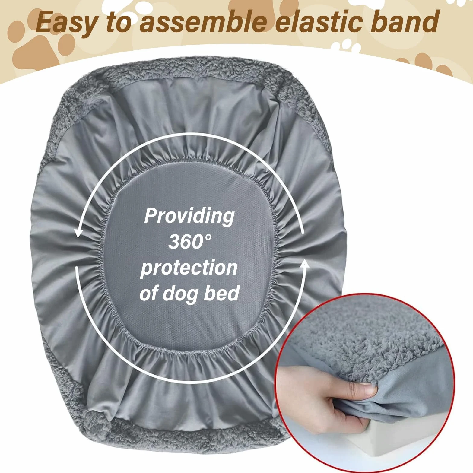 Housse De Rechange pour Lit pour Chien, Housses De Lit pour Chien, 91 * 68CM Amovible pour Animaux De Compagnie, Lavable en Machine, Fournitures pour Animaux De Compagnie (Gris)